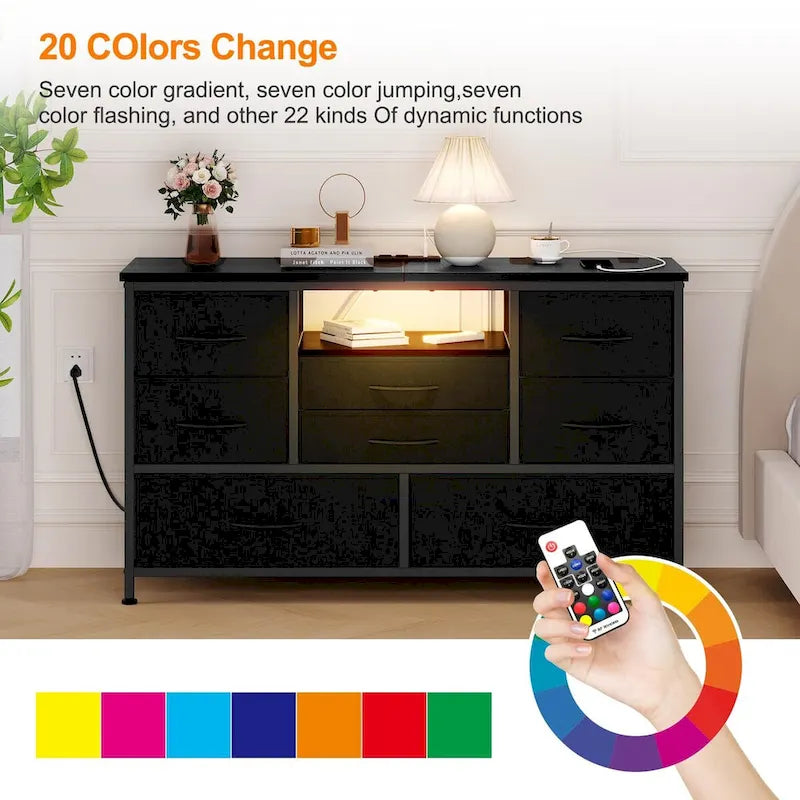 Meuble TV commode avec prise de courant et LED pour TV 55 pouces - 55 pouces