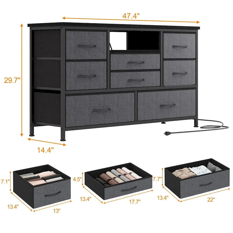 Meuble TV commode avec prise de courant et LED pour TV 55 pouces - 55 pouces