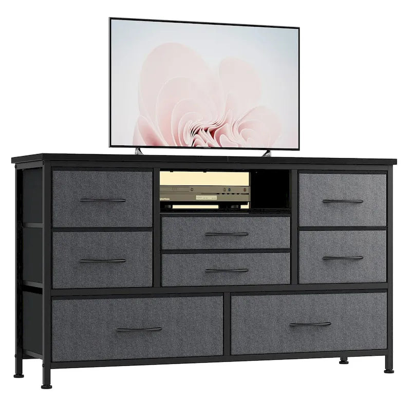 Meuble TV commode avec prise de courant et LED pour TV 55 pouces - 55 pouces