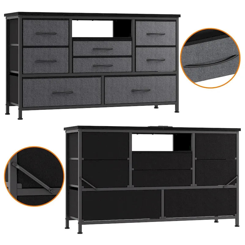 Meuble TV commode avec prise de courant et LED pour TV 55 pouces - 55 pouces