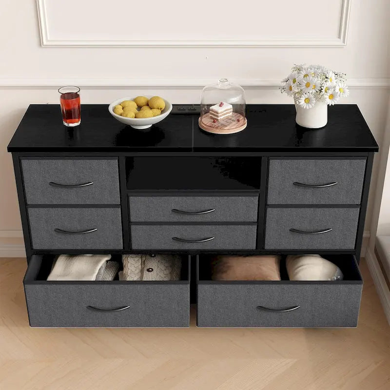 Meuble TV commode avec prise de courant et LED pour TV 55 pouces - 55 pouces