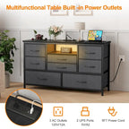 Meuble TV commode avec prise de courant et LED pour TV 55 pouces - 55 pouces