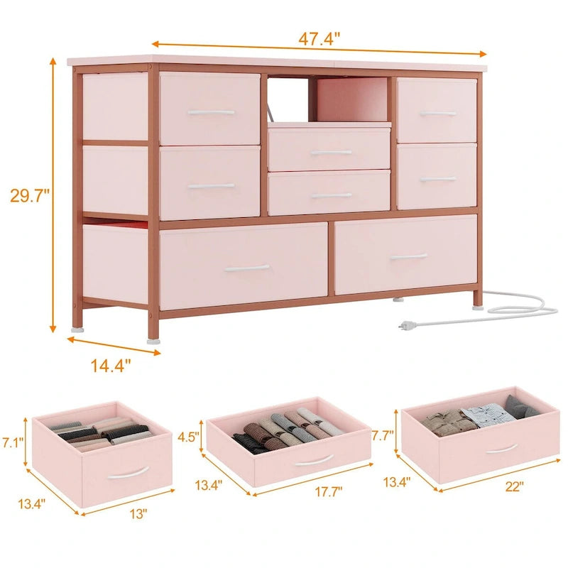 Meuble TV commode avec prise de courant et LED pour TV 55 pouces - 55 pouces