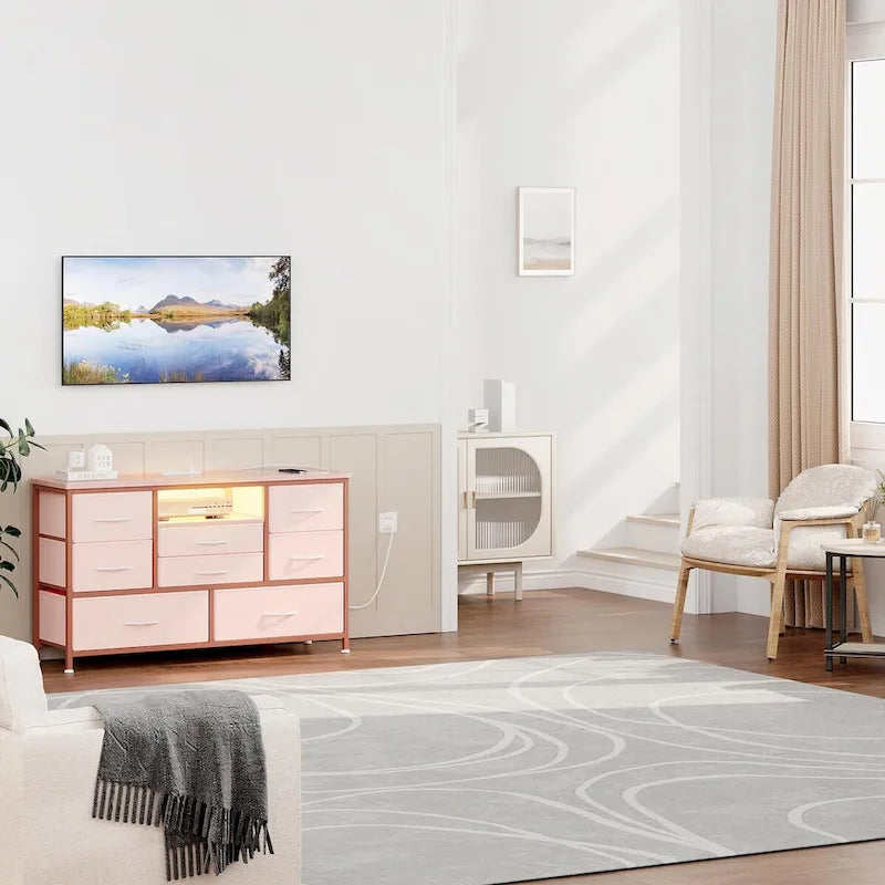 Meuble TV commode avec prise de courant et LED pour TV 55 pouces - 55 pouces