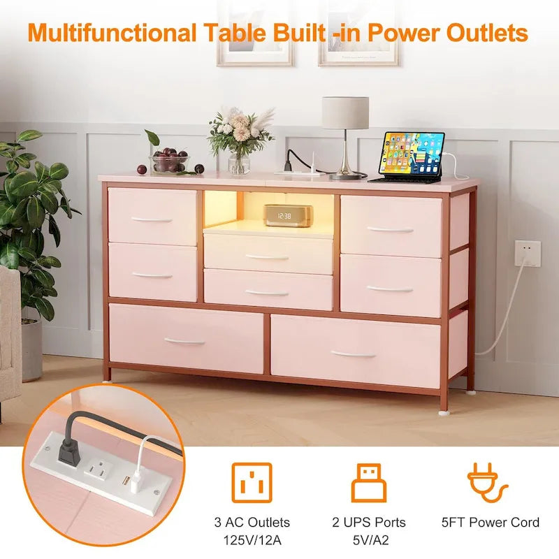Meuble TV commode avec prise de courant et LED pour TV 55 pouces - 55 pouces