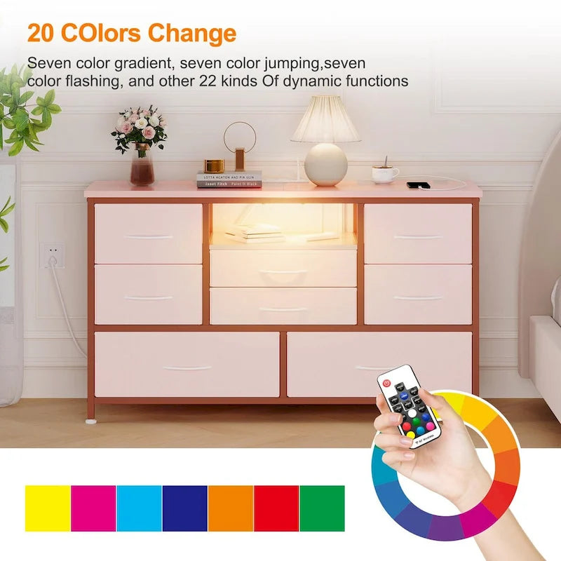 Meuble TV commode avec prise de courant et LED pour TV 55 pouces - 55 pouces