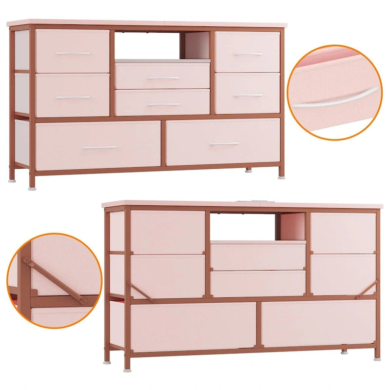 Meuble TV commode avec prise de courant et LED pour TV 55 pouces - 55 pouces