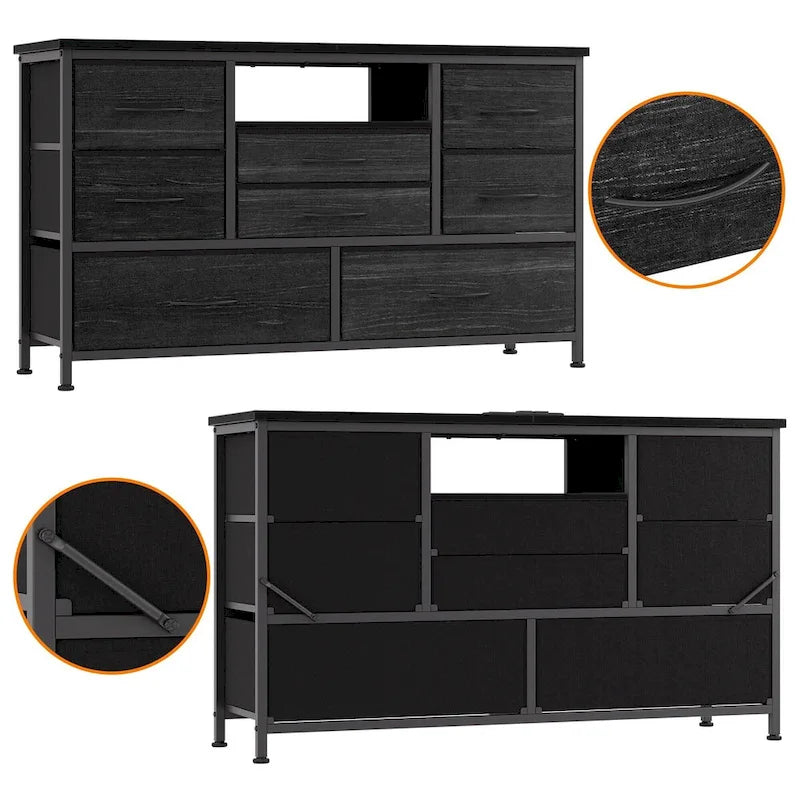 Meuble TV commode avec prise de courant et LED pour TV 55 pouces - 55 pouces