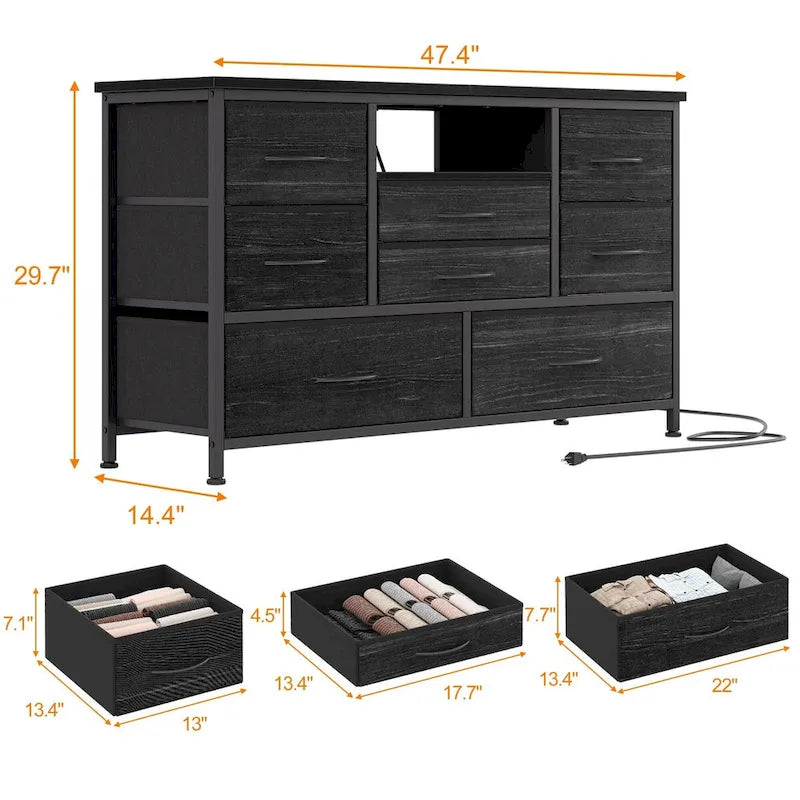 Meuble TV commode avec prise de courant et LED pour TV 55 pouces - 55 pouces