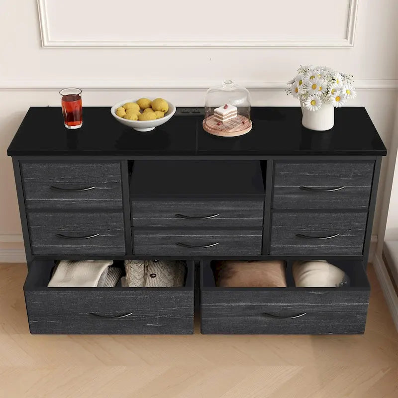 Meuble TV commode avec prise de courant et LED pour TV 55 pouces - 55 pouces