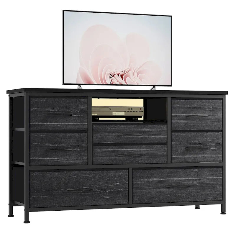 Meuble TV commode avec prise de courant et LED pour TV 55 pouces - 55 pouces