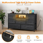 Meuble TV commode avec prise de courant et LED pour TV 55 pouces - 55 pouces