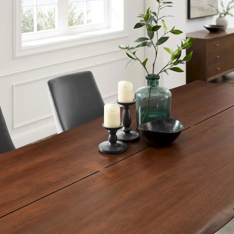 Table à manger en acacia de 96 po à bords naturels | Dalle naturelle | Pour 8 à 10 personnes