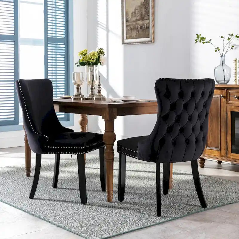 Lot de 2 chaises de salle à manger capitonnées à dossier haut