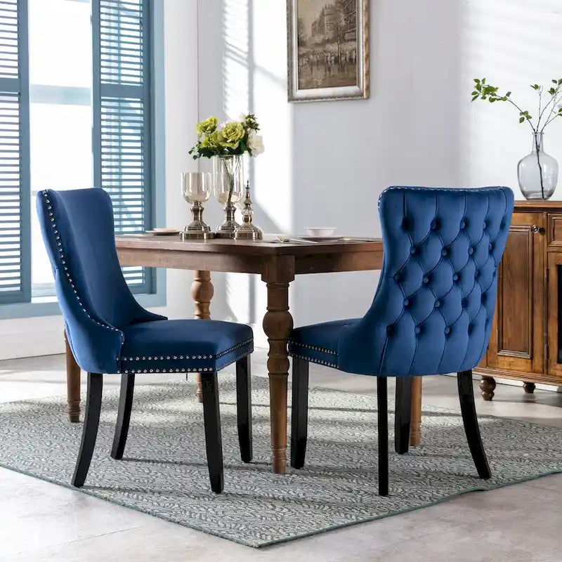 Lot de 2 chaises de salle à manger capitonnées à dossier haut