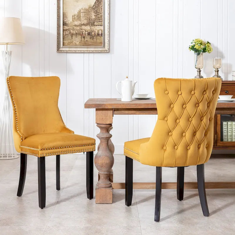 Lot de 2 chaises de salle à manger capitonnées à dossier haut