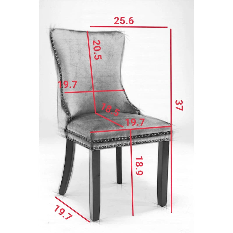 Lot de 2 chaises de salle à manger capitonnées à dossier haut