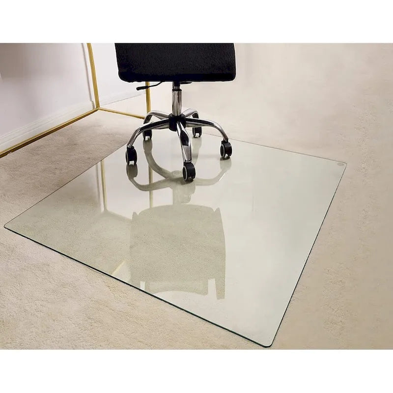 Tapis de chaise de bureau en verre trempé pour plancher en bois franc