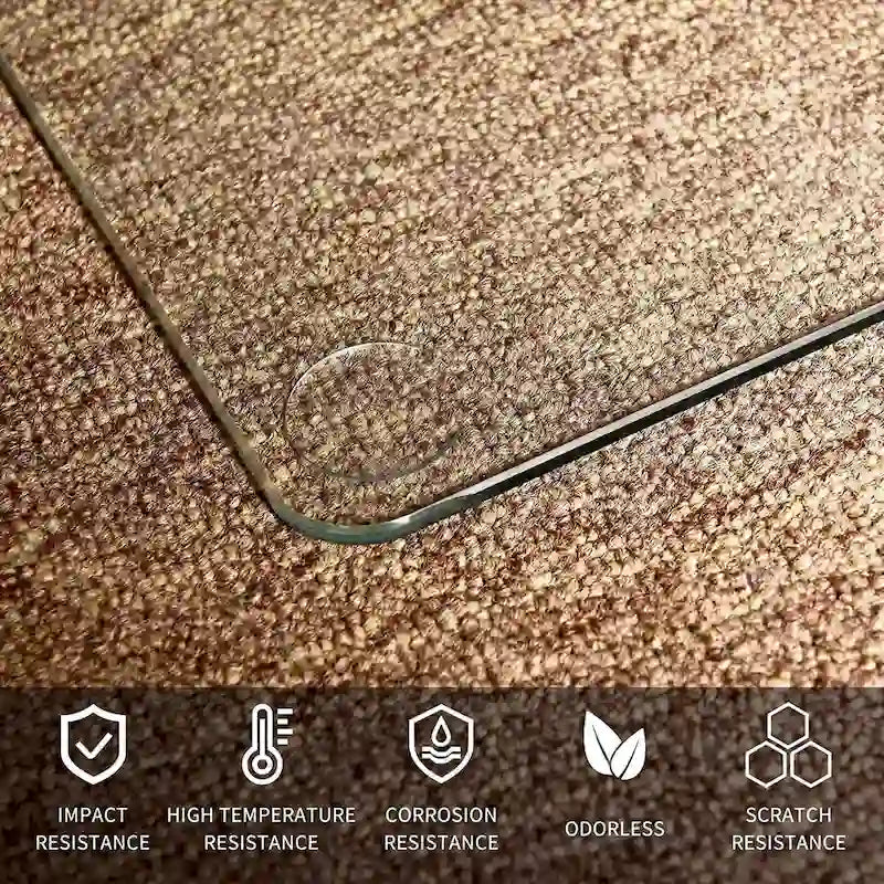 Tapis de chaise de bureau en verre trempé pour plancher en bois franc
