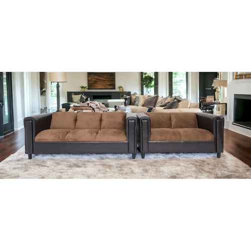 HomeRoots 72 Brown Chenille And Black Sofa - 72