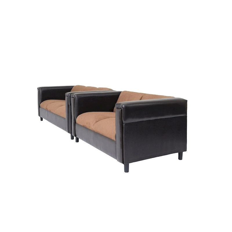 Canapé 3 places moderne 183 cm en chenille marron et cadre noir | Canapé de salon
