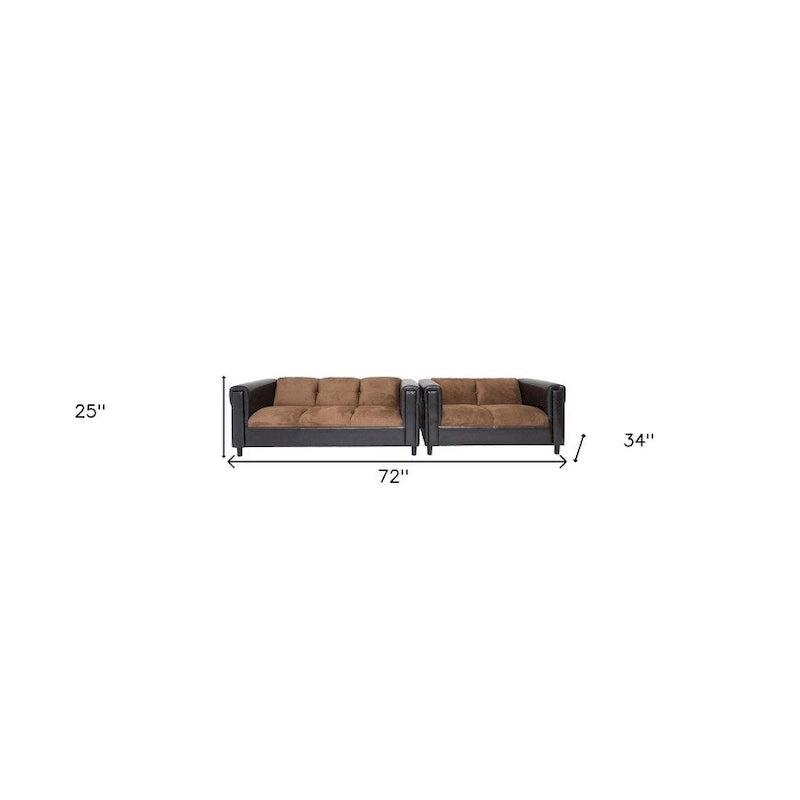 Canapé 3 places moderne 183 cm en chenille marron et cadre noir | Canapé de salon