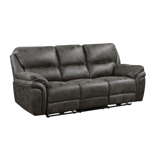 Canapé inclinable double motorisé 228 cm | Microfibre grise | Port de chargement USB