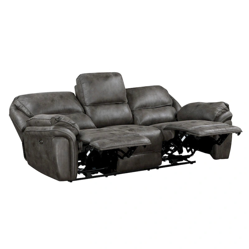 Canapé inclinable double motorisé 228 cm | Microfibre grise | Port de chargement USB