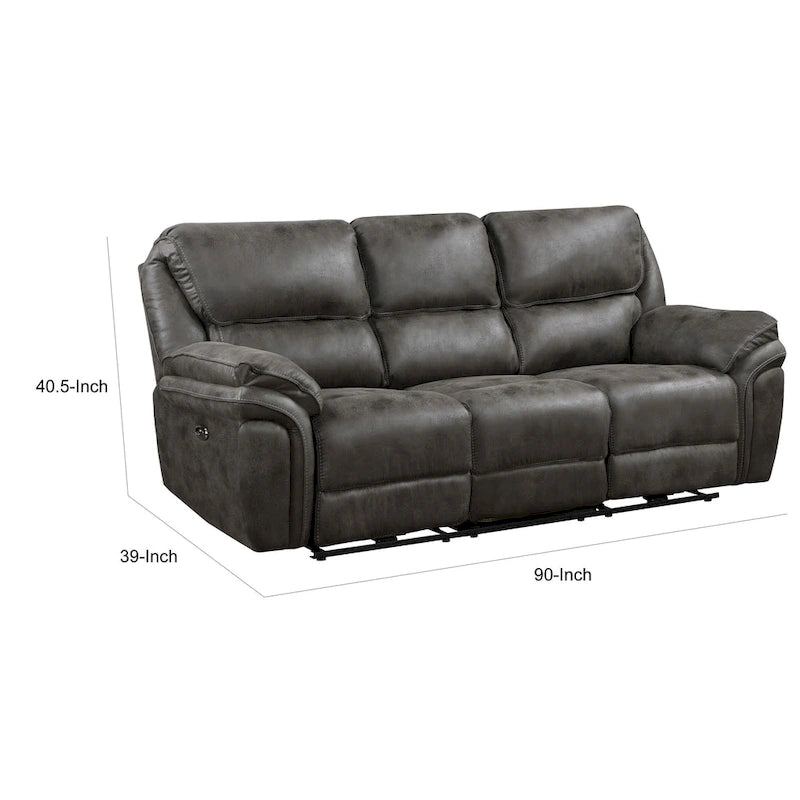 Canapé inclinable double motorisé 228 cm | Microfibre grise | Port de chargement USB