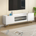 Meuble TV avec portes en verre cannelé | Meuble de divertissement | Console média moderne