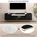 Meuble TV avec portes en verre cannelé | Meuble de divertissement | Console média moderne