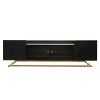 Meuble TV avec portes en verre cannelé | Meuble de divertissement | Console média moderne