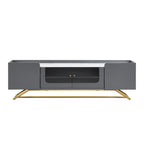 Meuble TV avec portes en verre cannelé | Meuble de divertissement | Console média moderne
