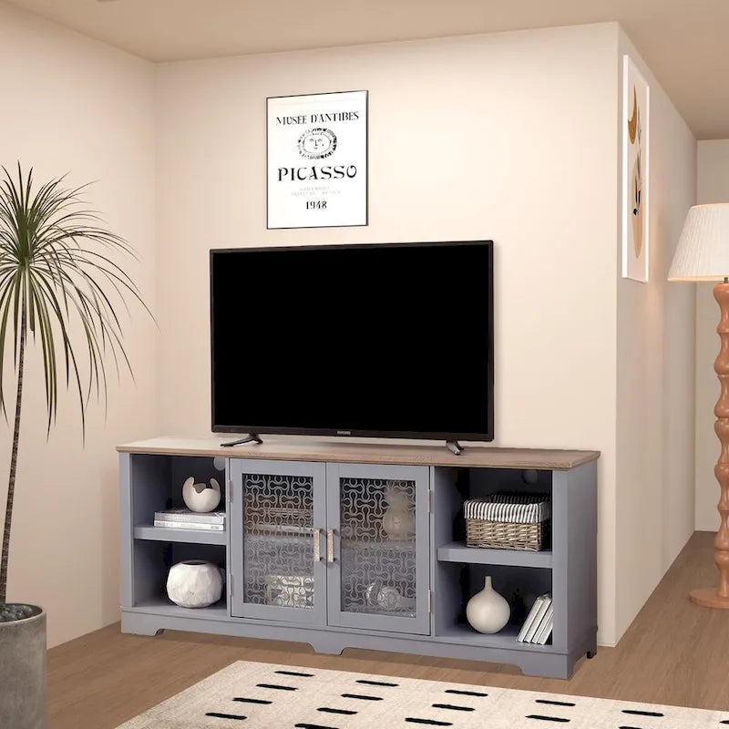 Meuble TV moderne de style ferme | Console de divertissement inspirée des granges
