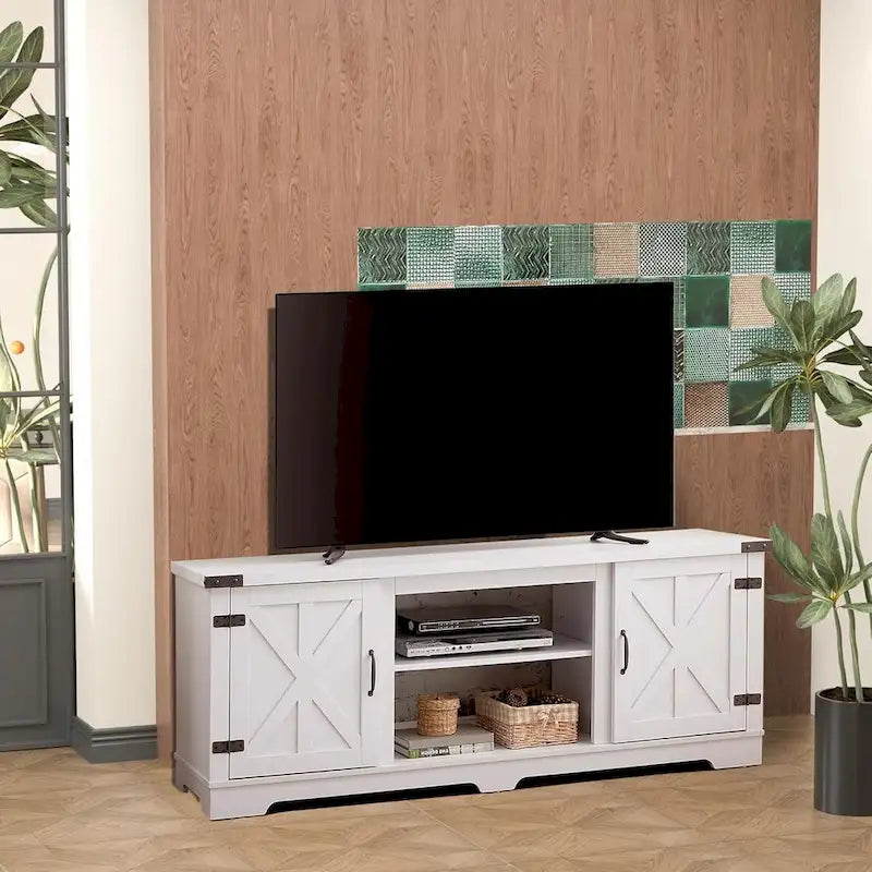 Meuble TV moderne de style ferme | Console de divertissement inspirée des granges