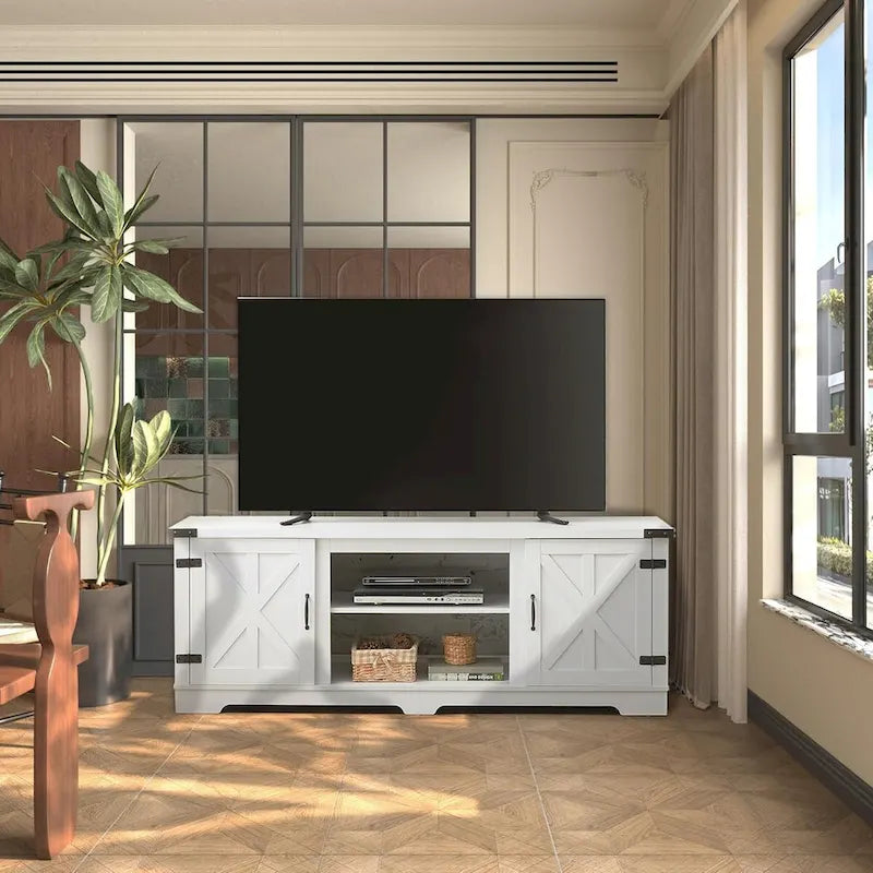 Meuble TV moderne de style ferme | Console de divertissement inspirée des granges