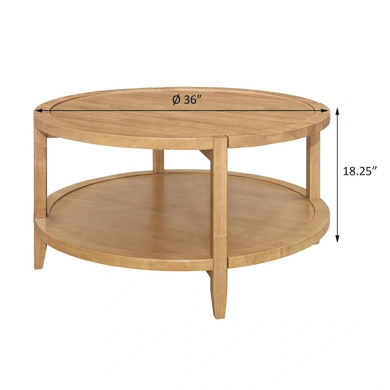 Table basse en érable avec étagère de rangement inférieure | Style scandinave du milieu du siècle