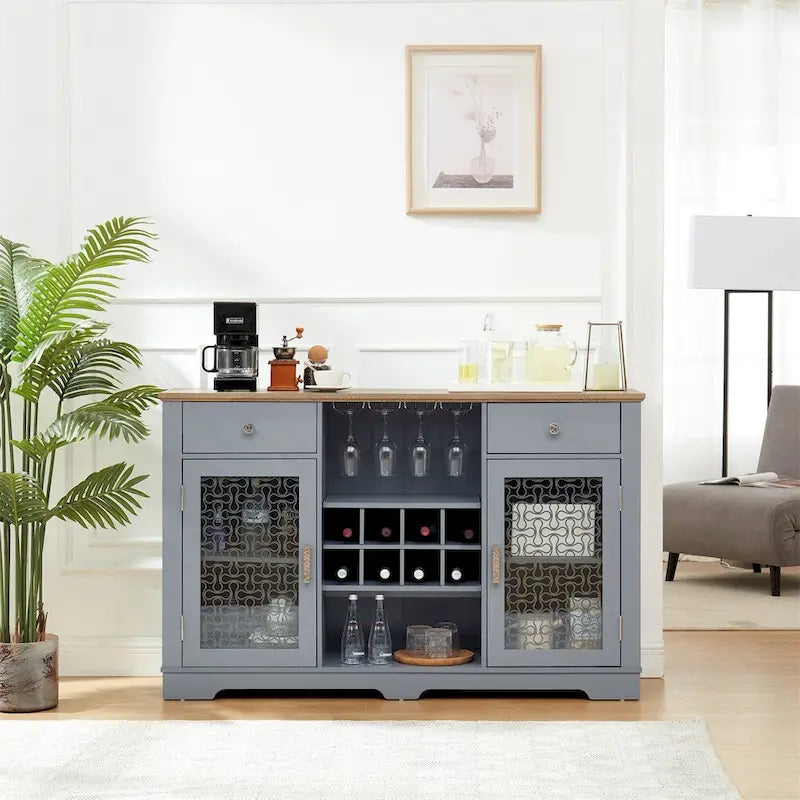 Buffet de ferme moderne, bahut avec tiroirs et porte vitrée