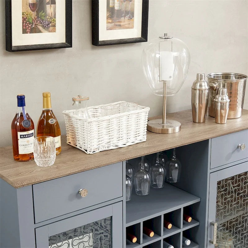 Buffet de ferme moderne, bahut avec tiroirs et porte vitrée