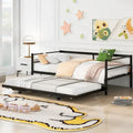 Black Industrial Style Metal Twin Daybed, Adjustable Pop-Up Trundle, Sturdy Frame