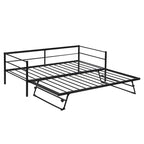 Lit de repos double en métal industriel noir avec lit gigogne escamotable réglable