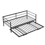 Lit de repos double en métal industriel noir avec lit gigogne escamotable réglable