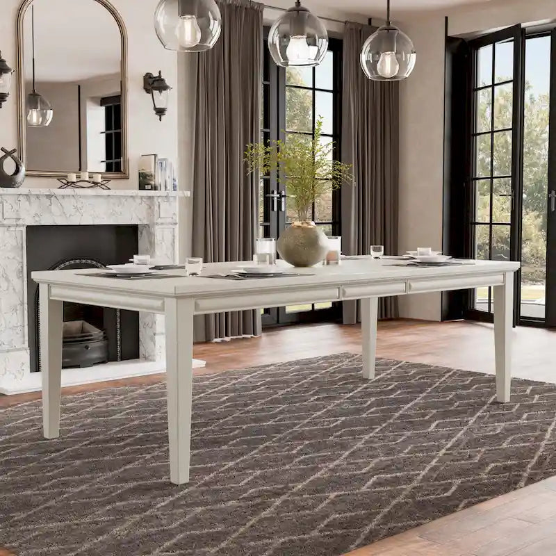 Table à manger extensible moderne en bois de 90 pouces avec rallonge de 18 pouces | Peut accueillir 8 à 10 personnes