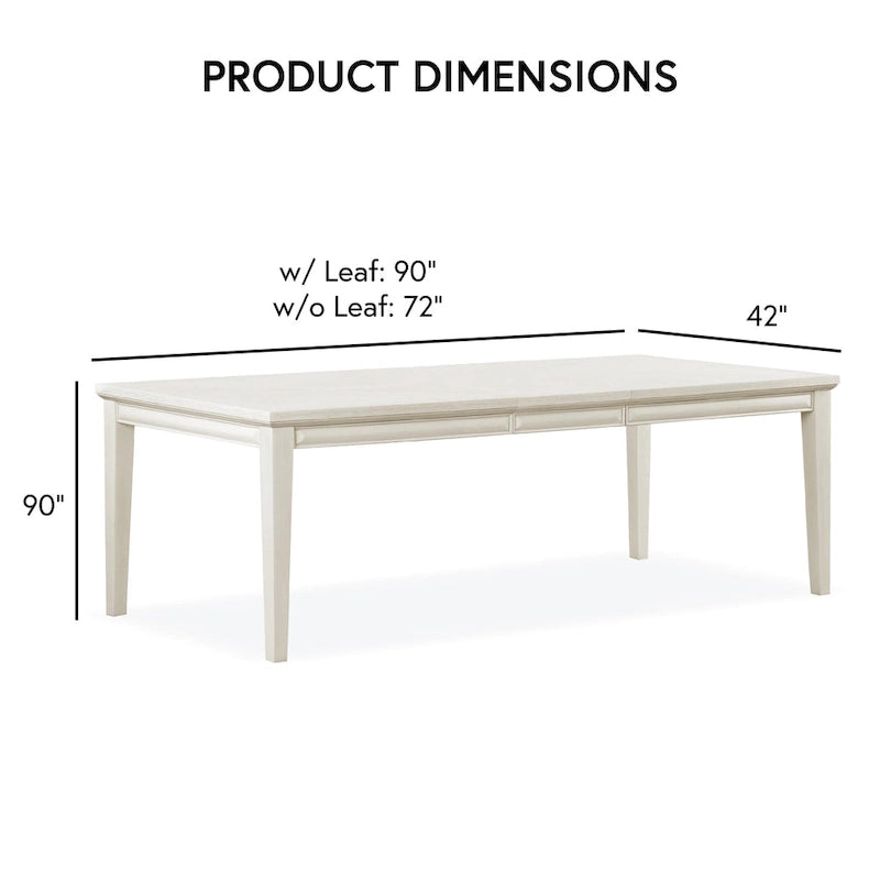 Table à manger extensible moderne en bois de 90 pouces avec rallonge de 18 pouces | Peut accueillir 8 à 10 personnes