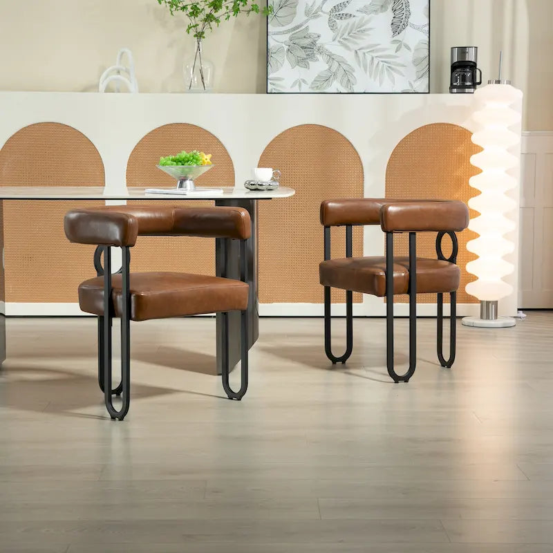 Lot de 2 chaises d'appoint rembourrées au design contemporain