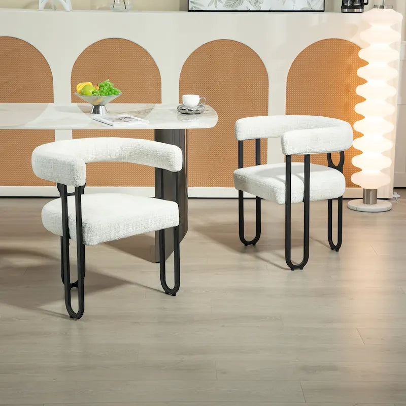 Lot de 2 chaises d'appoint rembourrées au design contemporain