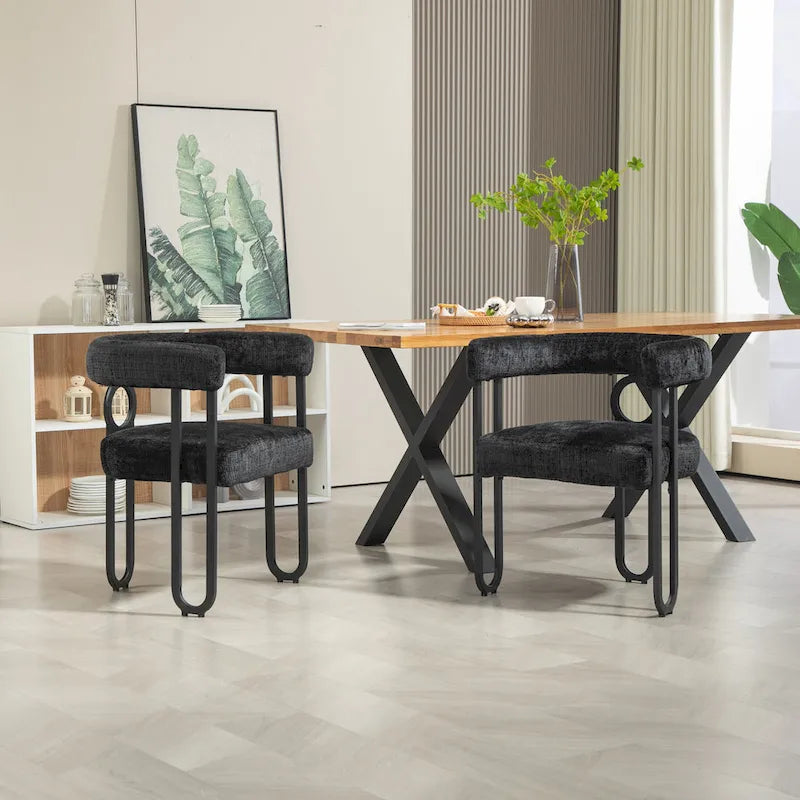 Lot de 2 chaises d'appoint rembourrées au design contemporain