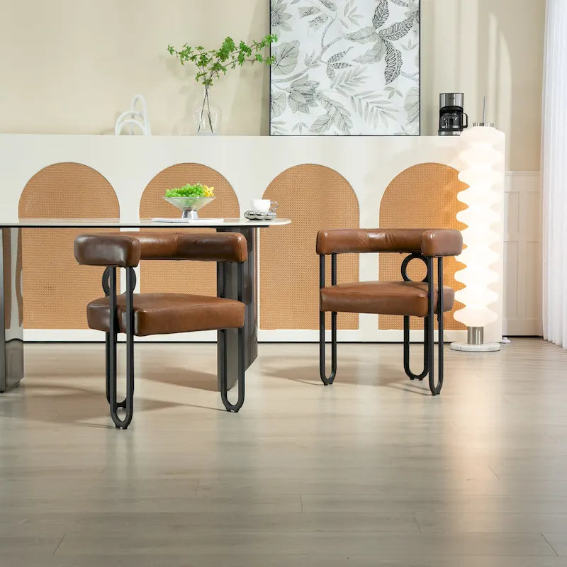 Lot de 2 chaises d'appoint rembourrées au design contemporain