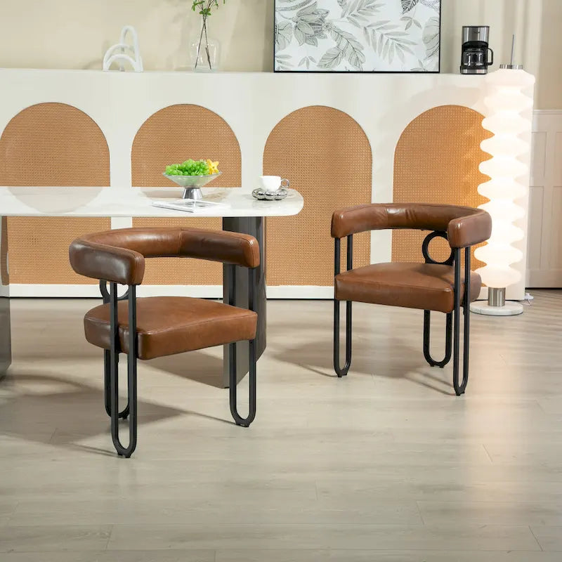 Lot de 2 chaises d'appoint rembourrées au design contemporain