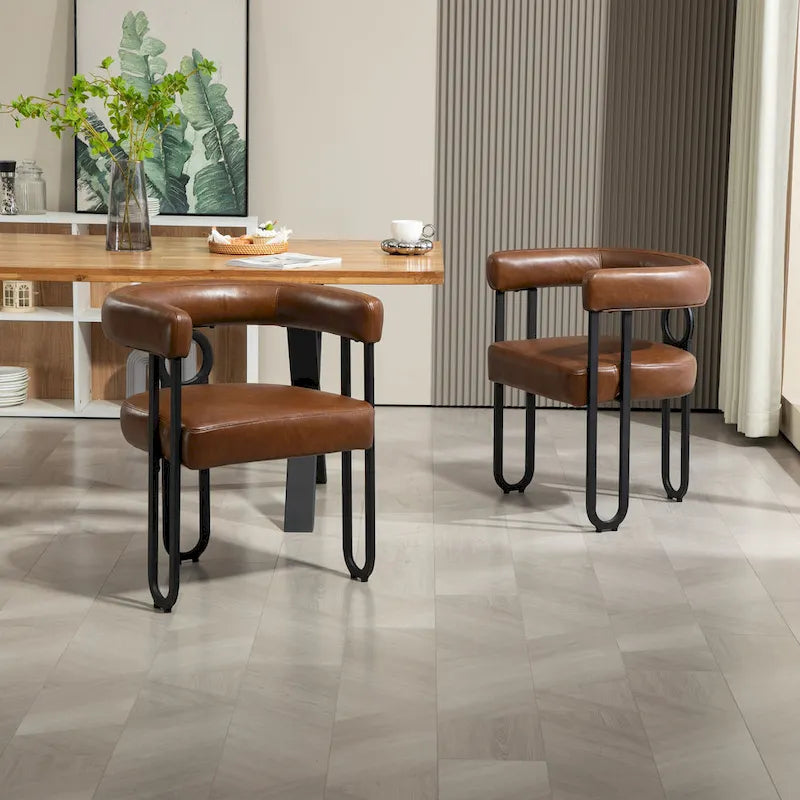 Lot de 2 chaises d'appoint rembourrées au design contemporain